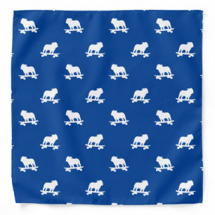 Skateboarding Bulldog Silhouettes Pattern Bandana
