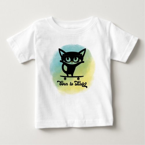 Skateboarding Cat Born to Skate T_shirt