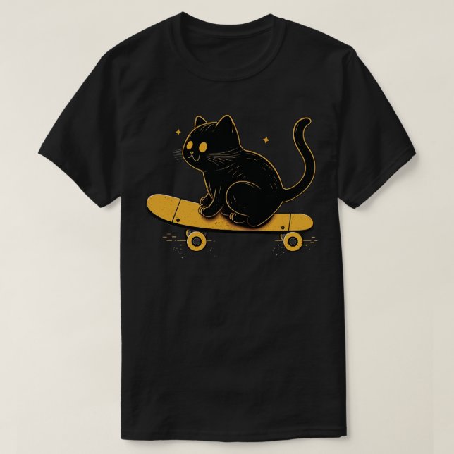 Skateboarding Cat Gifts Funny Cat T-Shirt (Design Front)