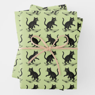 Skateboarding Cat  Wrapping Paper Sheets