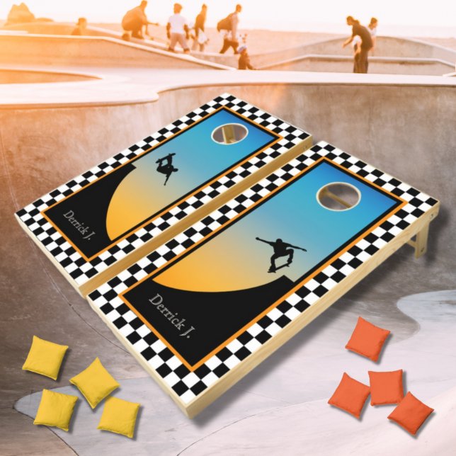Skateboarding Checkered Cornhole Set (Creator Uploaded)