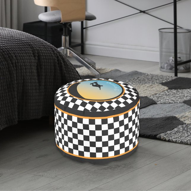 Skateboarding Checkered Pouf (Creator Uploaded)