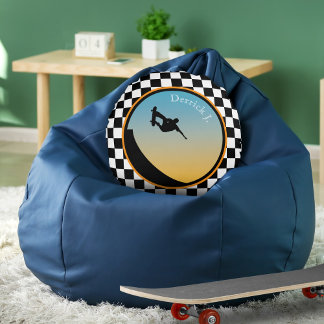 Skateboarding Checkered Round Pillow