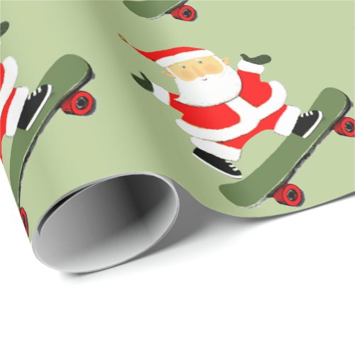 Skateboarding Christmas Gift Wrapping Paper
