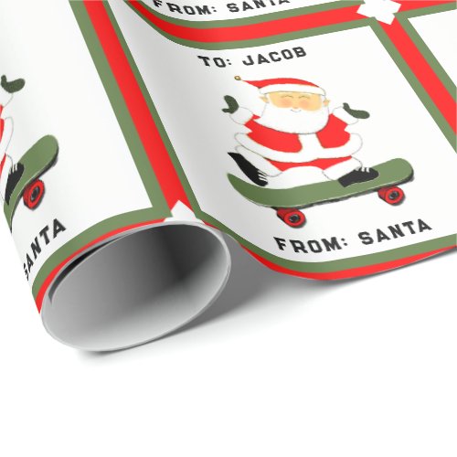 Skateboarding Christmas Holiday Gift Wrapping Paper