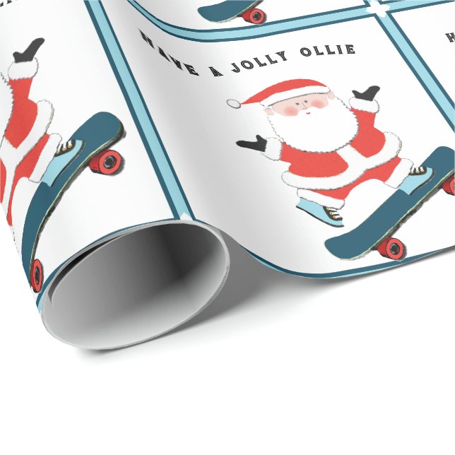 Skateboarding Christmas Holiday Gift Wrapping Paper (Roll Corner)