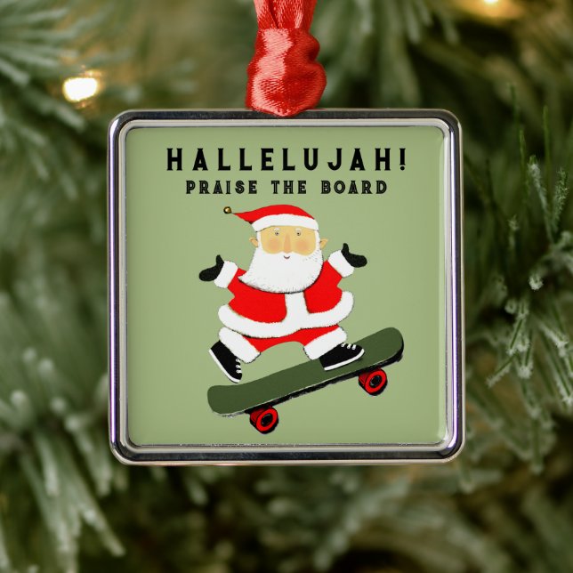 Skateboarding Christmas Metal Ornament (Tree)