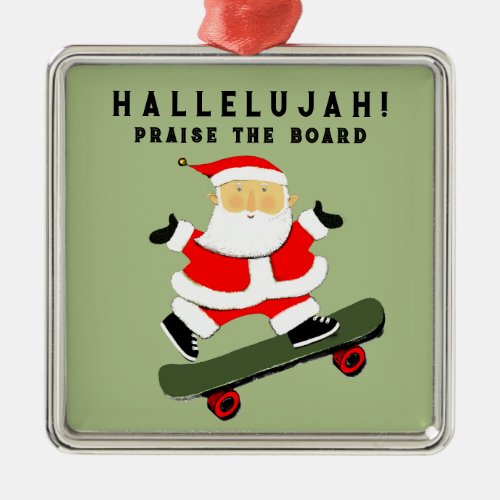 Skateboarding Christmas Metal Ornament