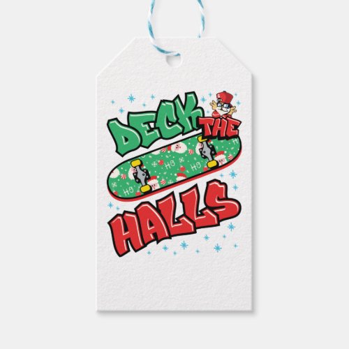 Skateboarding Christmas Skateboard Deck the Halls Gift Tags