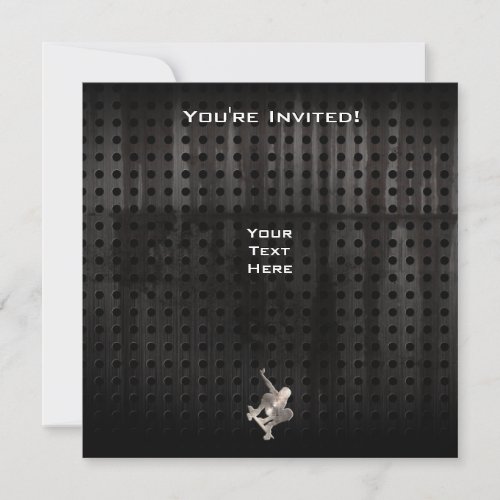Skateboarding; Cool Black Custom Invitations