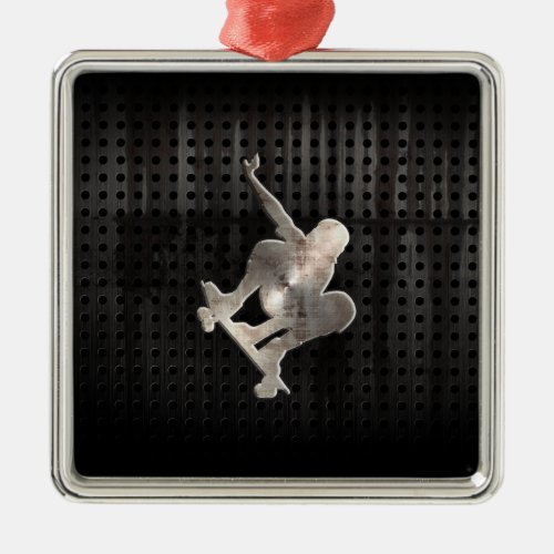 Skateboarding Cool Black Metal Ornament