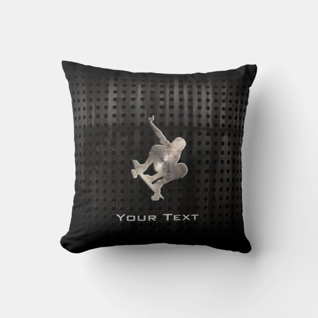 Skateboarding; Cool Black Throw Pillow (Front)