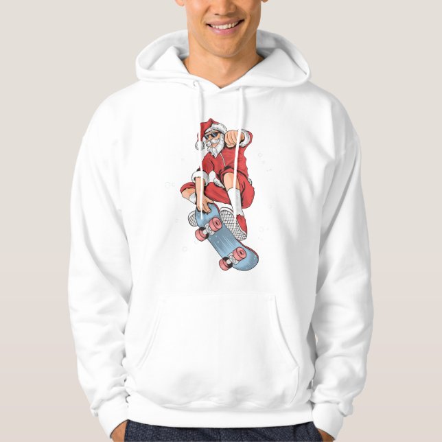 Skateboarding Cool Santa | Christmas Hoodie (Front)