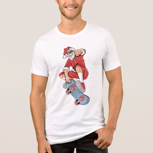 Skateboarding Cool Santa  Christmas Tri_Blend Shirt