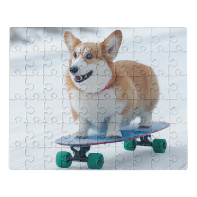 skateboarding Corgi funny  Jigsaw Puzzle (Puzzle Horizontal)