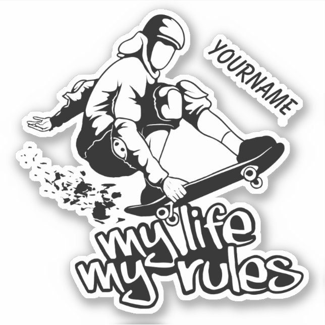Skateboarding custom name sticker (Front)