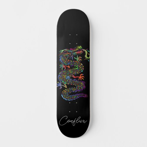 Skateboarding Deck  Dragon  Bright Color Black