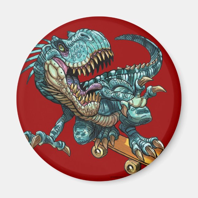 Skateboarding Dinosaur Magnet (Front)