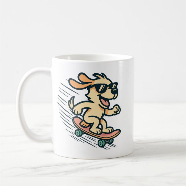 Skateboarding Dog Coffee Mug (Left)