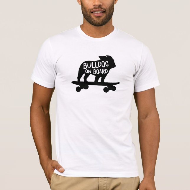 Skateboarding Dog Silhouette | Bulldog on Board T-Shirt (Front)