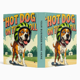 Skateboarding Dog Summer Funny Retro Beach 3 Ring Binder
