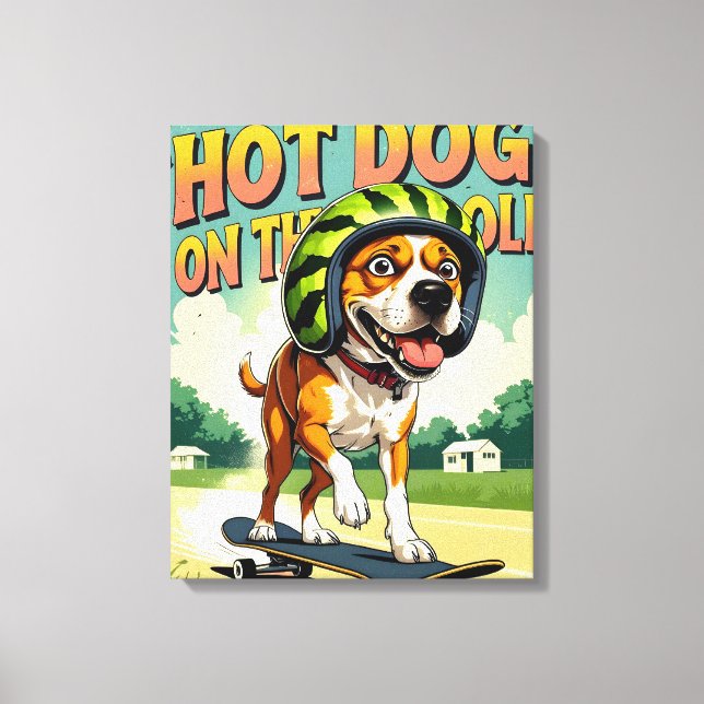 Skateboarding Dog Summer Funny Retro Beach  Canvas Print (Front)