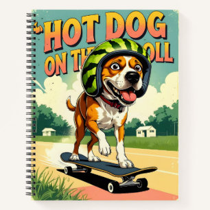 Skateboarding Dog Summer Funny Retro Beach Notebook