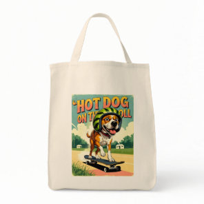 Skateboarding Dog Summer Funny Retro Beach  Tote Bag