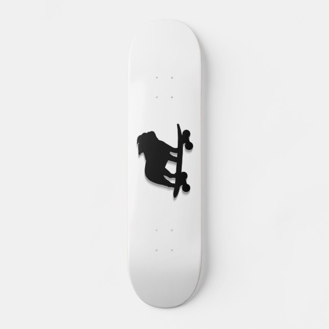 Skateboarding English Bulldog Silhouette Cool Dog Skateboard Deck (Front)