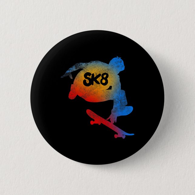 Skateboarding Evolution T Shirt Cool Sk8 Skater Te Button (Front)