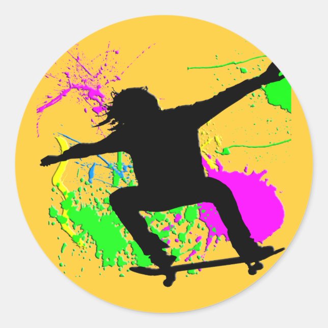 Skateboarding Extreme Classic Round Sticker (Front)
