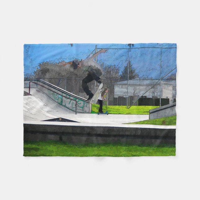 Skateboarding Fool Fleece Blanket (Front (Horizontal))