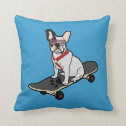 Skateboarding French Bulldog Dog Pillow