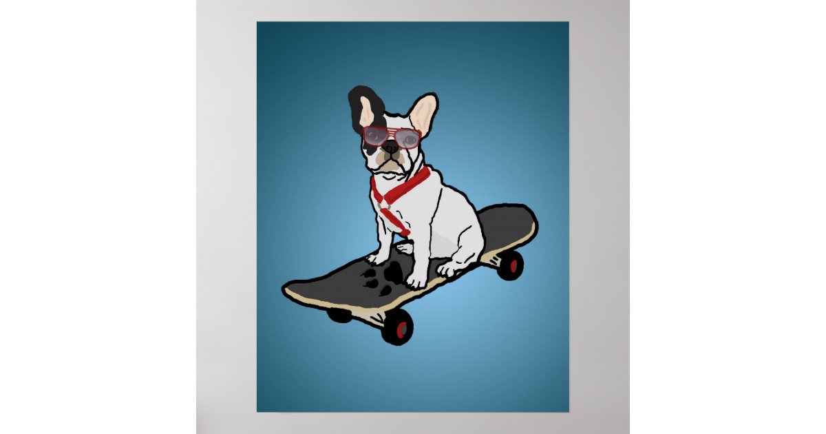 salut skab ankel Skateboarding French Bulldog Dog Poster | Zazzle