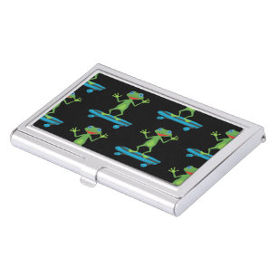 Skateboarding Frog Funny Skateboard Animal Lover Business Card Case