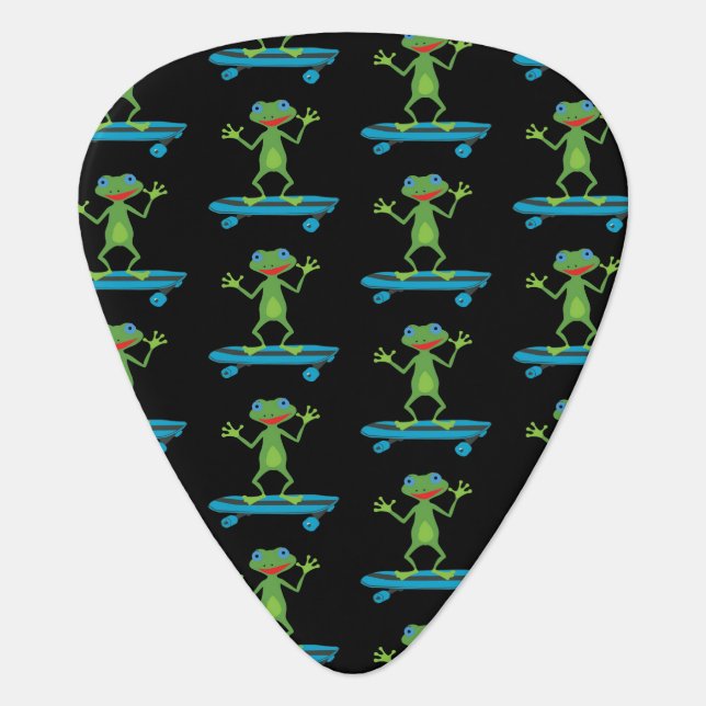 Skateboarding Frog Funny Skateboard Animal Lover Guitar Pick (Front)