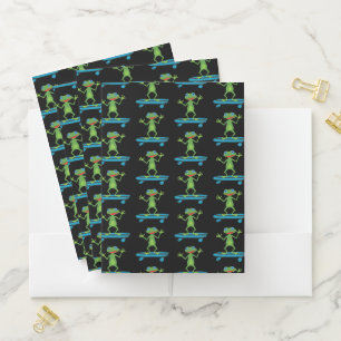 Skateboarding Frog Funny Skateboard Animal Lover Pocket Folder