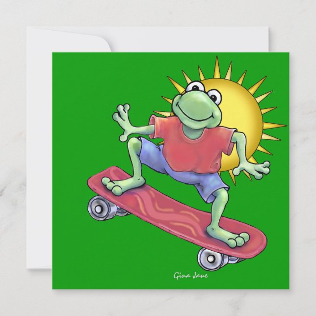Skateboarding Froggy Invitation by SRF (Front)