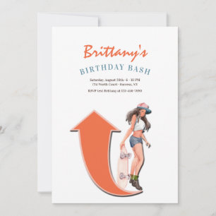 Skateboarding Girl Invitation