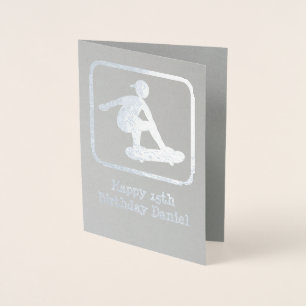 Skateboarding Guy - Own Photo Inside - Customized Foil Card