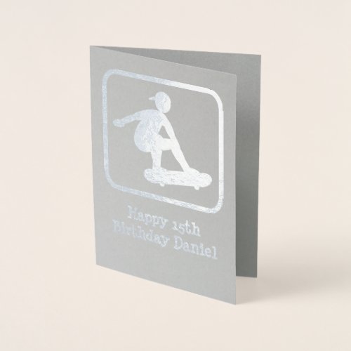 Skateboarding Guy _ Own Photo Inside _ Customized Foil Card