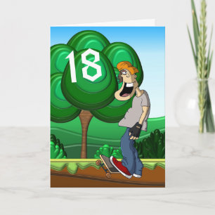 Skateboarding Happy 18th Birthday Card