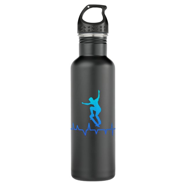 Skateboarding Heartbeat Gift Boys Skater Stainless Steel Water Bottle (Front)