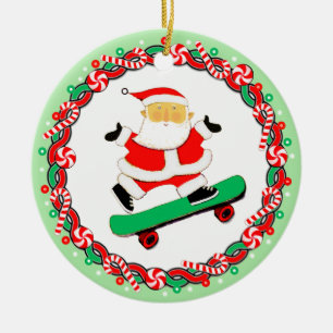 Skateboarding Holiday Gift Ceramic Ornament