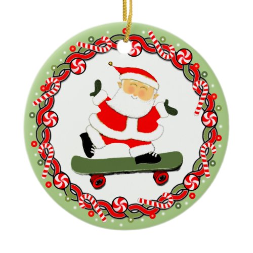 Skateboarding Holiday Gift Ceramic Ornament
