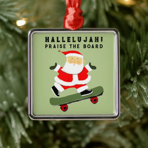 Skateboarding Holiday Gift Metal Ornament