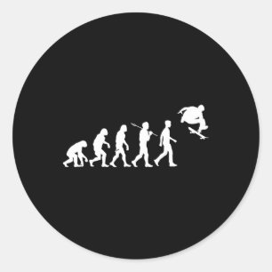 Skateboarding Humanity Evolved To Jump High Fun Sk Classic Round Sticker