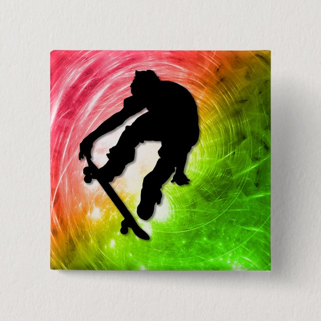 Skateboarding in a Psychedelic Cyclone Button (Front)
