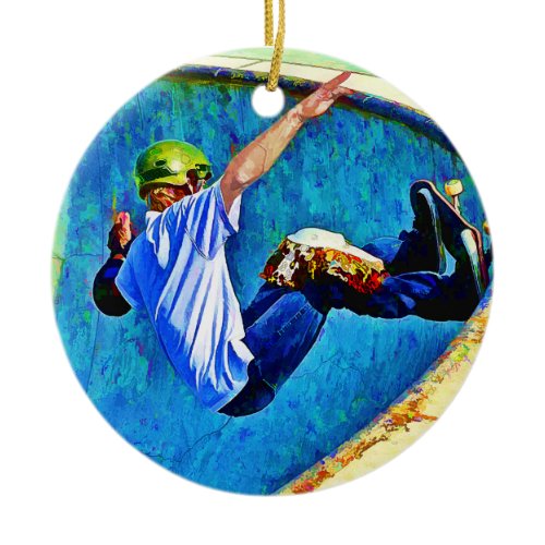 Skateboarding in the Bowl Ceramic Ornament