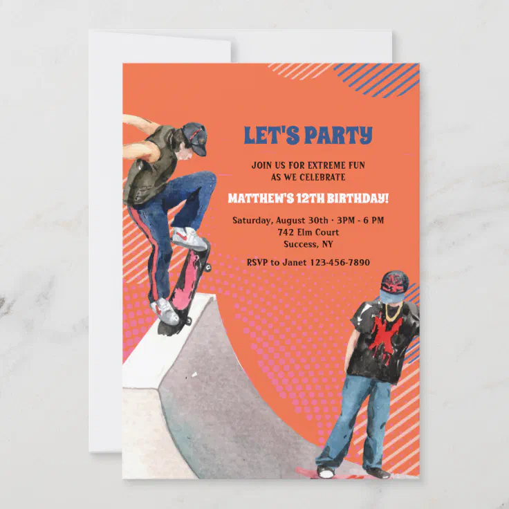 Skateboarding Invitation Zazzle